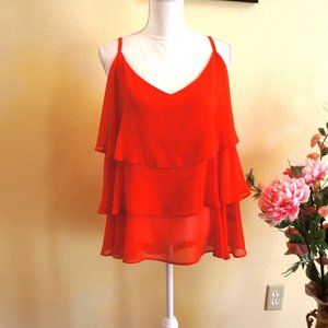 Red Tiered Chiffon Camisole Tank Vest